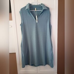 Sleeveless Blue Collared Dress
